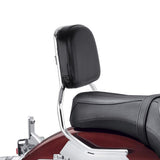 Motorcycle black leather passenger backrest and seat with chrome frame