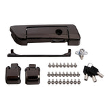 Black truck tailgate handle lock kit with screws, latch covers, keys, and cylinder