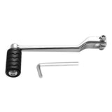 Chrome motorcycle gear shift lever with black rubber pedal and included Allen wrench
