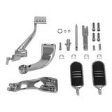 chrome motorcycle forward control kit with pegs and hardware on white background