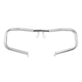 Chrome motorcycle engine guard crash bar on white background
