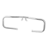 Chrome motorcycle engine guard crash bar on white background