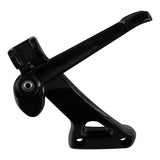 Black metal replacement kickstand for bicycles, side profile on white background