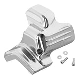Chrome motorcycle engine cover with bolts and washers on white background