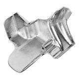 Polished aluminum automotive heat shield part with molded contours and mounting hole