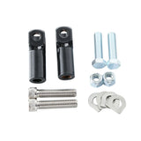 Motorcycle hardware kit with black brackets, bolts, nuts, and washers on white background