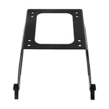 Black metal mount bracket with multiple holes, isolated on white background