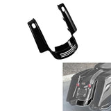 Glossy black motorcycle rear fender extension with vent design, installed on touring bike