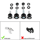 Quick release bolts and washers kit with compatibility guide for latch types