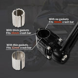 Motorcycle crash bar clamp with gaskets for 25mm, 32mm, and 35mm fitment options