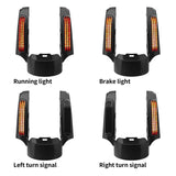 Carbon fiber motorcycle tail lights with running, brake, left and right turn signals displayed.
