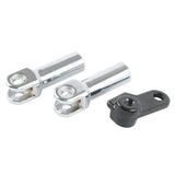 Motorcycle chrome and black mounting brackets set on white background