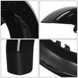 Glossy black motorcycle rear fender with mounting points, shown in four detailed angles