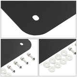 Black metal license plate bracket with mounting screws and washers set