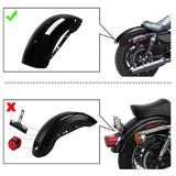 Correct and incorrect motorcycle rear fender installation comparison with icons