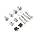 Motorcycle swingarm spool slider kit with bolts and washers on white background