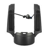 Carbon fiber motorcycle front headlight fairing with integrated LED lights and wiring on white background