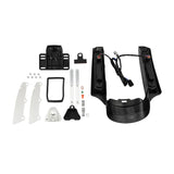 Motorcycle fender eliminator kit with black frame, wires, brackets, and mounting hardware