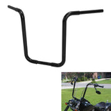 Black ape hanger motorcycle handlebars with street view installation example