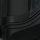 Close-up of black plastic car part with curved grooves and matte finish