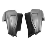 Pair of matte gray motorcycle hard saddlebags on white background