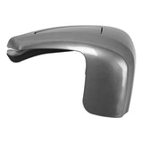 Glossy metallic gray motorcycle front fender against a white background