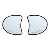 Pair of curved car side mirror replacement glass with text 'Objects in mirror are closer than they appear'