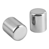 Stainless steel door lever handle covers, cylindrical, modern silver finish on white background