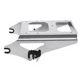 Chrome motorcycle detachable luggage rack mount on white background