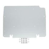 Aluminum skid plate with mounting hardware, automotive undercarriage protection