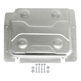 Metal skid plate with bolts and washers set for automotive undercarriage protection
