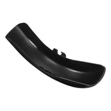 Glossy black motorcycle front fender on white background