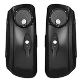 Pair of black motorcycle lower fairings with built-in round mesh speakers