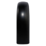 Matte black motorcycle fender, smooth curved design on white background