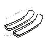 Pair of black metal roof rack side rails, 50cm by 8.7cm, isolated on white background