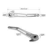 Chrome motorcycle shift arm lever with precise measurements shown, isolated on white background.