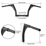 TCMT 10'' 12'' 14'' 16''18" 20" Rise 1.25" Handlebar Bar Black For Harley Davidson FLST FXST - TCMTMOTOR