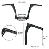 TCMT 10'' 12'' 14'' 16''18" 20" Rise 1.25" Handlebar Bar Black For Harley Davidson FLST FXST - TCMTMOTOR