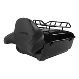 TCMT 13.7" King Tour Pack with Wrap Around Backrest Pad & Top Luggage Rack Fit For Harley Touring '14-'24
