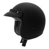 TCMT Adult Matte Black 3/4 Open Face DOT Motorcycle Vintage Retro Helmet