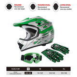 TCMT Green Flame Youth Kids DOT Motocross Off-Road Helmet - TCMT