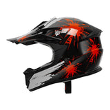 TCMT Youth Kids DOT Motocross Off-Road Helmet Black / Red Fireworks - TCMTMOTOR