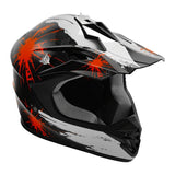 TCMT Youth Kids DOT Motocross Off-Road Helmet Black / Red Fireworks - TCMTMOTOR
