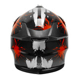 TCMT Youth Kids DOT Motocross Off-Road Helmet Black / Red Fireworks - TCMTMOTOR