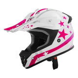 TCMT Youth Kids DOT Motocross Off-Road Helmet White / Pink Star - TCMTMOTOR
