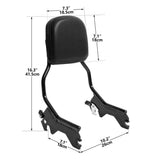 TCMT Sissy Bar Backrest Upright Pad Fit For Harley Softail Slim Heritage Classic Street Bob Deluxe '18-'23 - TCMT