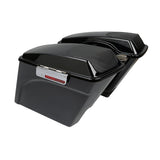 TCMT 4" Extended Stretched Hard Saddlebags 5"x7" CVO Speaker Lids Fit For Harley Touring 1993-2013 Glossy Black - TCMTMOTOR