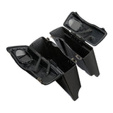 TCMT 4" Extended Stretched Hard Saddlebags 5"x7" CVO Speaker Lids Fit For Harley Touring 1993-2013 Glossy Black - TCMTMOTOR