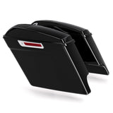 TCMT Vivid Black 5" Stretched Hard Saddlebags 6"x9" CVO Speaker Lids Fit For Harley Touring '14-'24