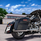 TCMT Vivid Black 5" Stretched Hard Saddlebags 6"x9" CVO Speaker Lids Fit For Harley Touring '14-'24